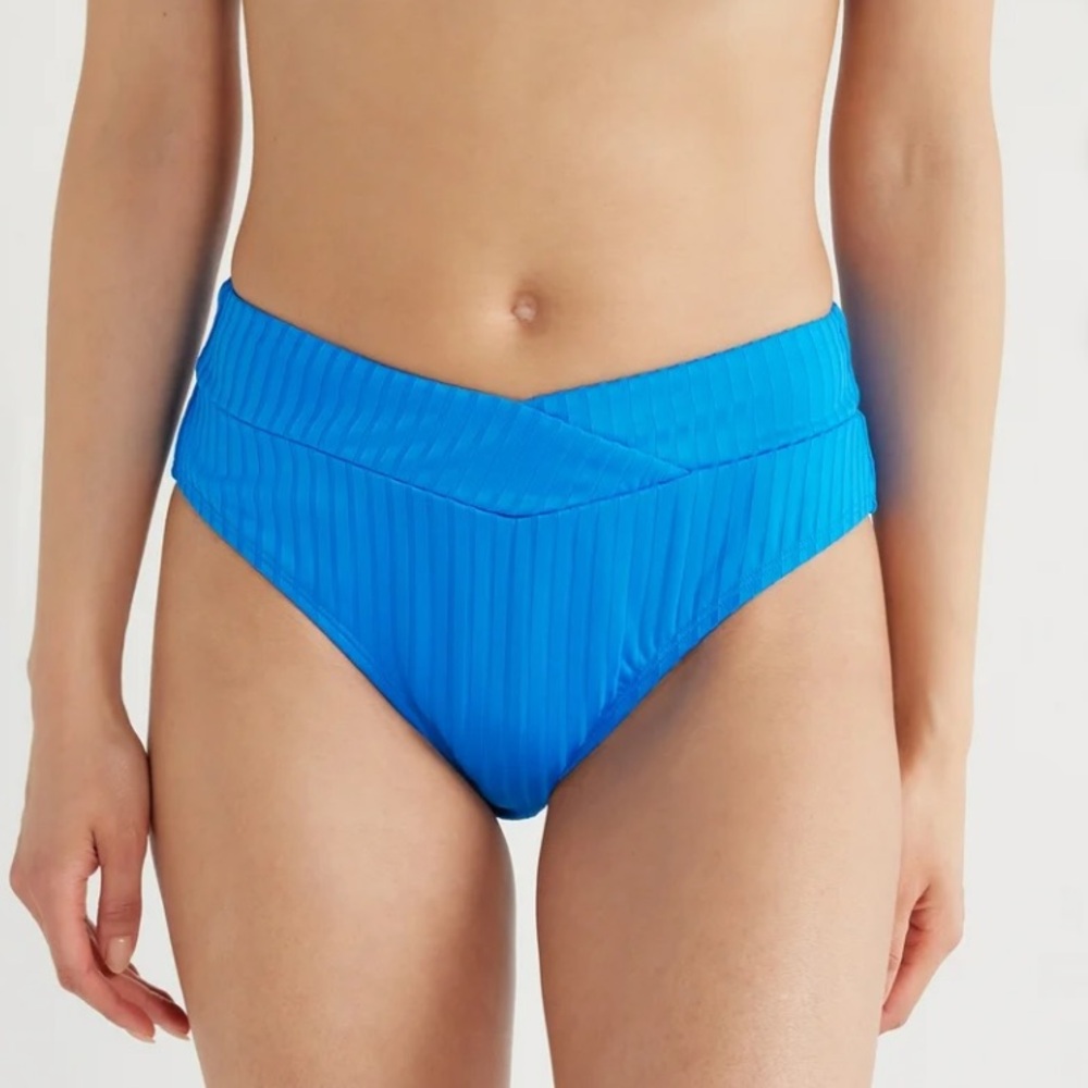 NWT SALT + COVE Womens Textured Blue High Waisted Bikini Bottoms XL Extra Large